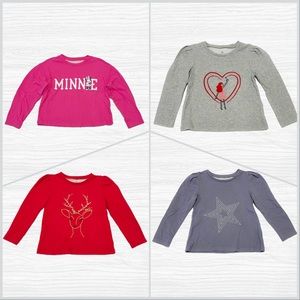 Set of 4 GAP Kids Toddler Girls Knit Cotton Long Sleeve Shirts - Size 5/5T